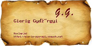Gierig Györgyi névjegykártya